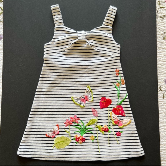 Vtg Gymboree Tropical Paradise Girl Striped Butterfly Knit Dress Size 3. - Picture 7 of 7